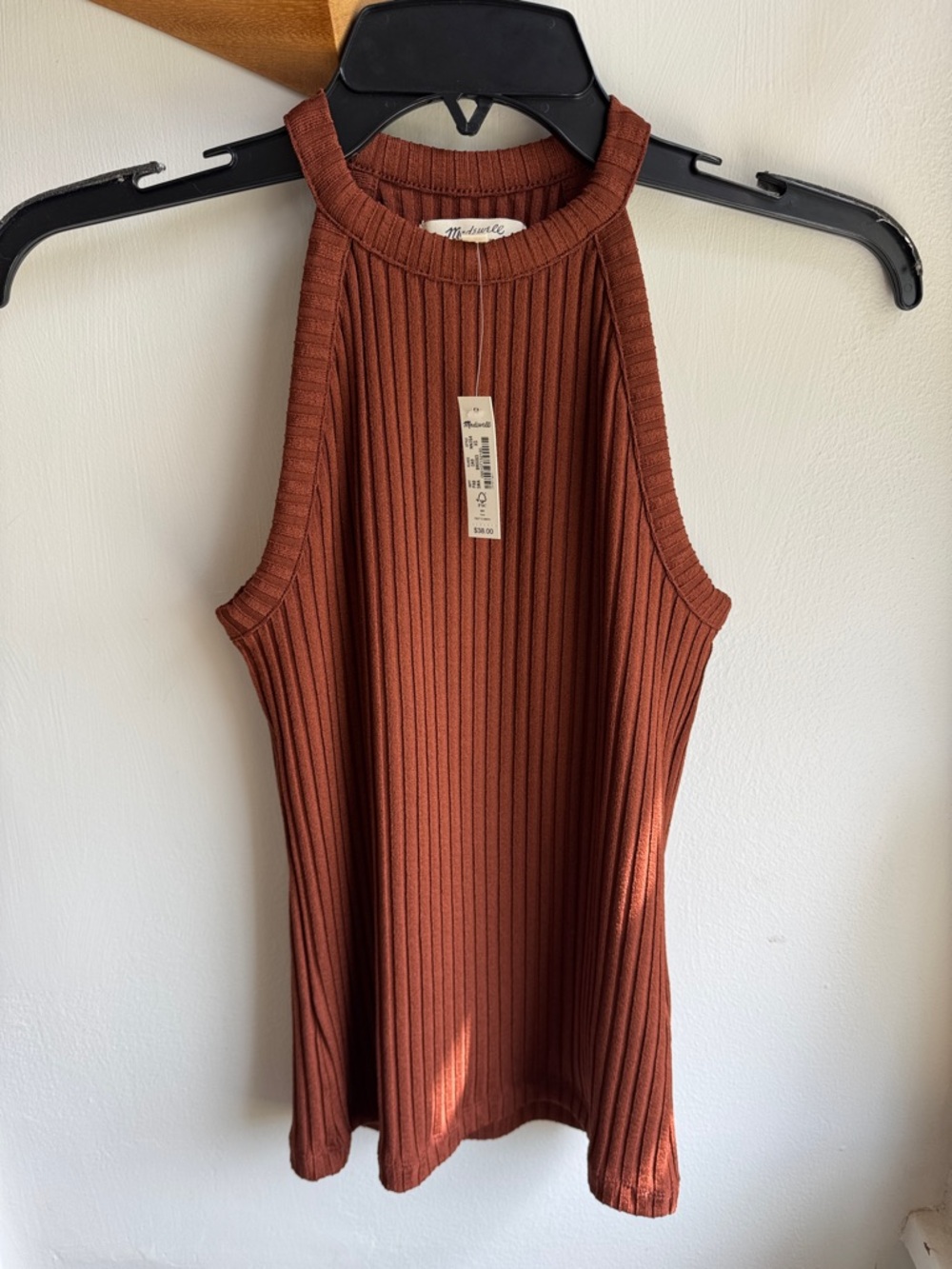 Madewell Rust Ribbed High-Neck Tank